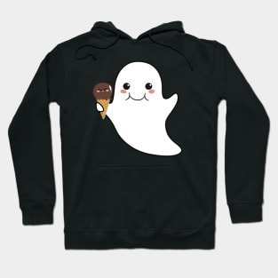 Cute kawaii halloween ghost with an ice-cream cone Hoodie